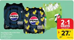 Carrefour Pepsi Regular, Max of Zero Sugar en 7 Up Zero Sugar aanbieding