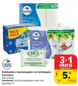 Carrefour Zakdoeken, keukenpapier en toiletpapier Carrefour aanbieding