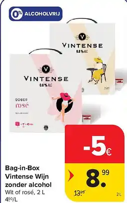 Carrefour Bag-in-Box Vintense Wijn zonder alcohol aanbieding