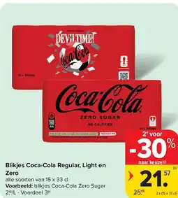 Carrefour Blikjes Coca-Cola Regular, Light en Zero aanbieding