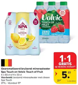 Carrefour Gearomatiseerd bruisend mineraalwater Spa Touch en Volvic Touch of Fruit aanbieding