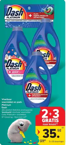 Carrefour Vloeibaar wasmiddel en pods Platinum Dash aanbieding