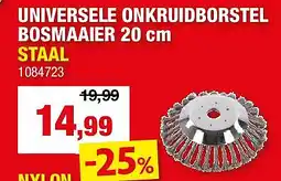 Hubo UNIVERSELE ONKRUIDBORSTEL BOSMAAIER 20 cm STAAL aanbieding