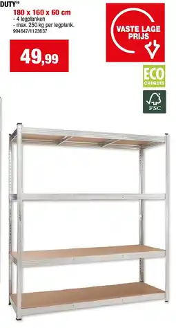 Hubo GEGALVANISEERD REK “HEAVY DUTY” 180 x 160 x 60 cm aanbieding