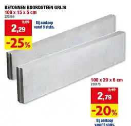 Hubo BETONNEN BOORDSTEEN GRIJS 100 x 15 x 5 cm aanbieding