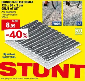 Hubo GRINDSTABILISATIEMAT 120 x 80 x 3 cm GRIJS of WIT aanbieding