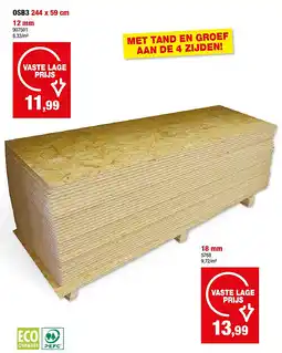Hubo OSB3 244 x 59 cm 12 mm aanbieding