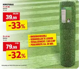 Hubo KUNSTGRAS 1 x 4 m aanbieding