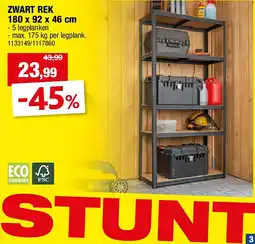 Hubo ZWART REK 180 x 92 x 46 cm aanbieding