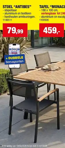 Hubo STOEL “ANTIBES” aanbieding
