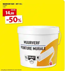 Hubo MUURVERF MAT - WIT 10 L aanbieding