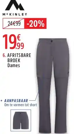 Intersport afritsbare broek dames aanbieding
