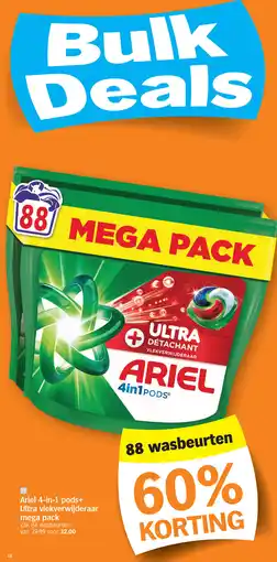Albert Heijn Ariel 4 in 1 pods + ultra vlekverwijderaar mega pack aanbieding
