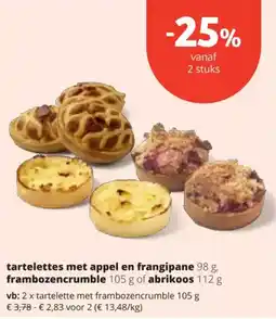 Spar Tartelettes met appel en frangipane, frambozencrumble of abrikoos aanbieding