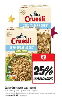 Jumbo Quaker Cruesli zero sugar added aanbieding
