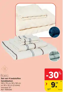 Carrefour Basic Set van 4 badstoffen handdoeken aanbieding