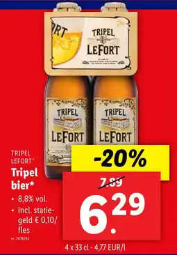 Lidl Tripel Lefort Tripel Bier 8,8% vol. aanbieding