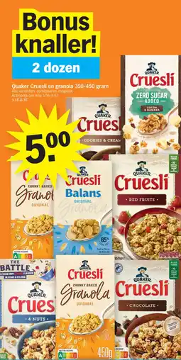 Albert Heijn Quaker Cruesli en Granola aanbieding