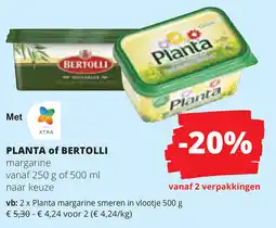 Spar Planta of Bertolli Margarine aanbieding