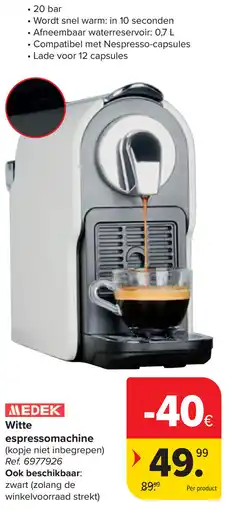Carrefour Medek witte espressomachine aanbieding