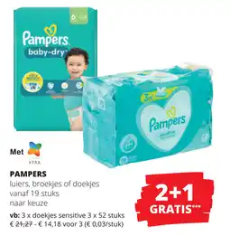 Spar Pampers luiers, broekjes of doekjes aanbieding