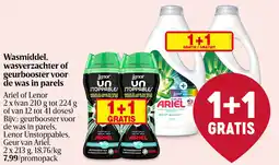 Delhaize Ariel of Lenor Wasmiddel, wasverzachter of geurbooster voor de was in parels aanbieding