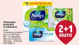 Delhaize Nalys Toiletpapier, keukenrol of zakdoeken aanbieding