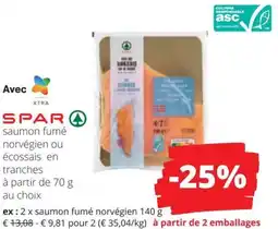 Spar Spar saumon fumé norvégien ou écossais en tranches aanbieding