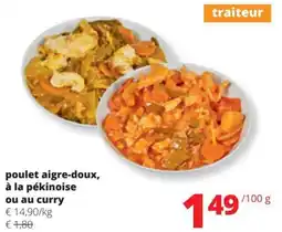 Spar Poulet aigre-doux, à la pékinoise ou au curry aanbieding
