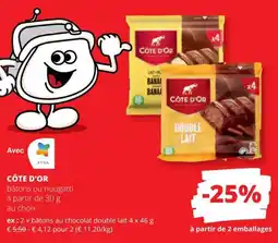 Spar Côte d'or bâtons ou nougatti aanbieding