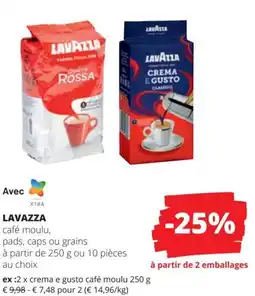 Spar Lavazza café moulu, pads, caps ou grains aanbieding