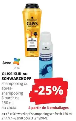 Spar Gliss Kur ou Schwarzkopf aanbieding