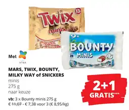 Spar Mars, Twix, Bounty, Milky way of Snickers minis aanbieding