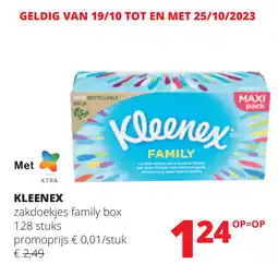 Spar Kleenex zakdoekjes family box aanbieding