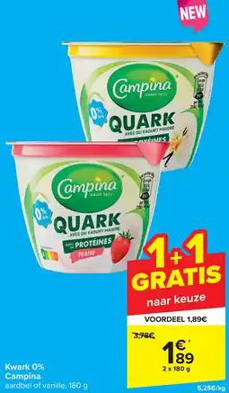 Carrefour Kwark 0% Campina aanbieding