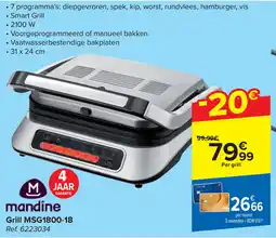 Carrefour Mandine Grill MSG1800-18 aanbieding
