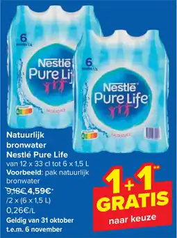 Carrefour Natuurlijk bronwater Nestlé Pure Life aanbieding