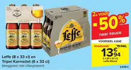 Carrefour Leffe (8 x 33 cl) en Tripel Karmeliet (6 x 33 cl) aanbieding