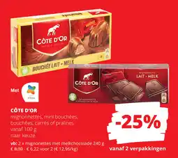 Spar Côte d'or Mignonnettes, mini bouchées, bouchées, carrés of pralines aanbieding
