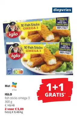 Spar Iglo fish sticks omega 3 aanbieding