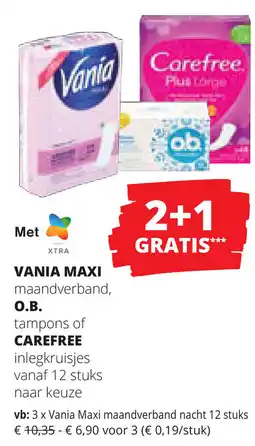 Spar Vania Maxi maandverband, O.B. tampons of Carefree. inlegkruisjes aanbieding