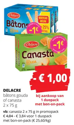 Spar Delacre bâtons gouda of canasta aanbieding