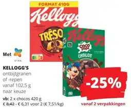 Spar Kellogg's ontbijtgranen of repen aanbieding