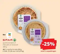 Spar Spar quiche lorraine of met zalm en broccoli aanbieding