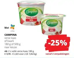 Spar Campina verse kaas of kwark aanbieding