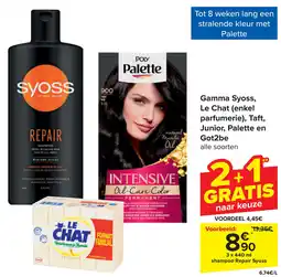 Carrefour Gamma Syoss, Le Chat (enkel parfumerie), Taft, Junior, Palette en Got2be aanbieding