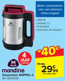 Carrefour Mandine Soepmaker MSPM1L-2 aanbieding