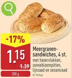 ALDI Meergranen sandwiches aanbieding