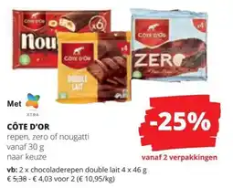Spar Côte d'or repen, zero of nougatti aanbieding