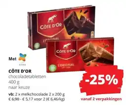 Spar Côte d'or chocoladetabletten aanbieding